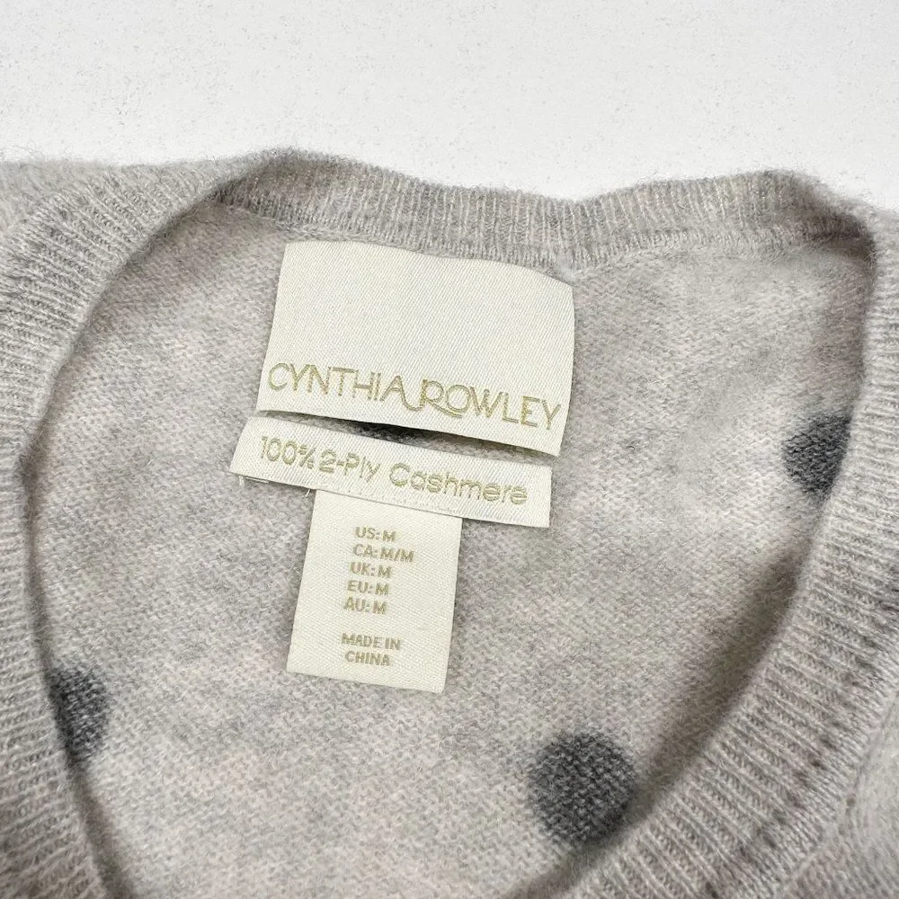 Cynthia Rowley 100% 2 Ply Cashmere Polka Dot Gray Sweater Womens Size M Medium - Picture 6 of 6